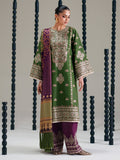 Olive Green Embroidered Three-Piece Ethnic Suit