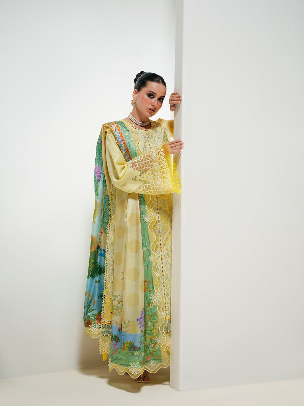 Sunlight Yellow Embroidered Three-Piece Lawn Suit