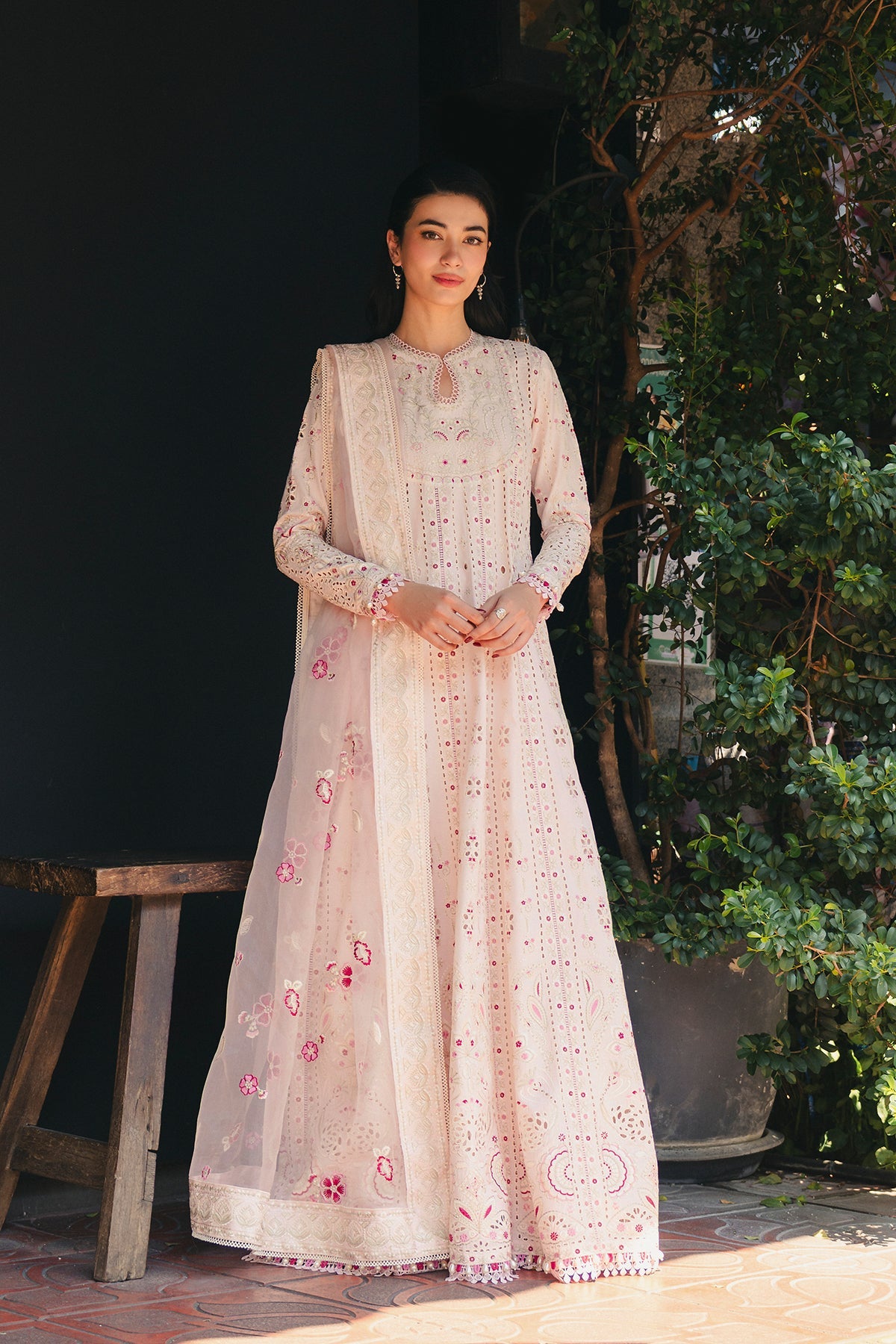 Blush Pink Embroidered Kalidaar Luxury Ensemble