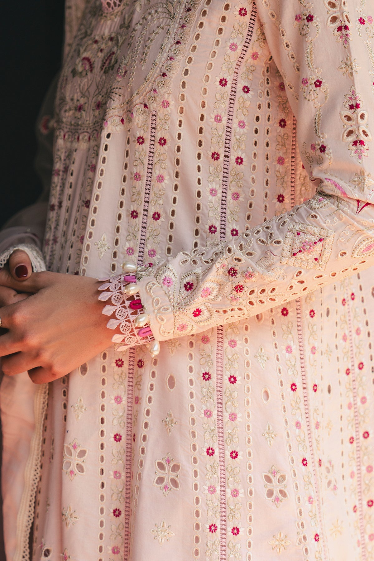 Blush Pink Embroidered Kalidaar Luxury Ensemble