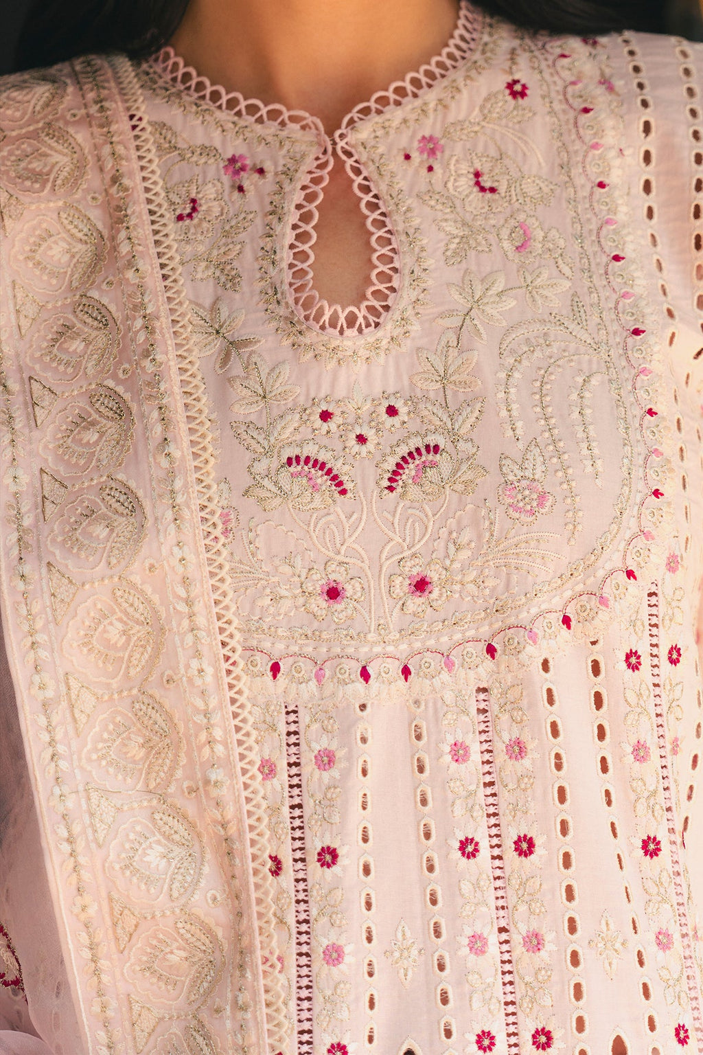 Blush Pink Embroidered Kalidaar Luxury Ensemble