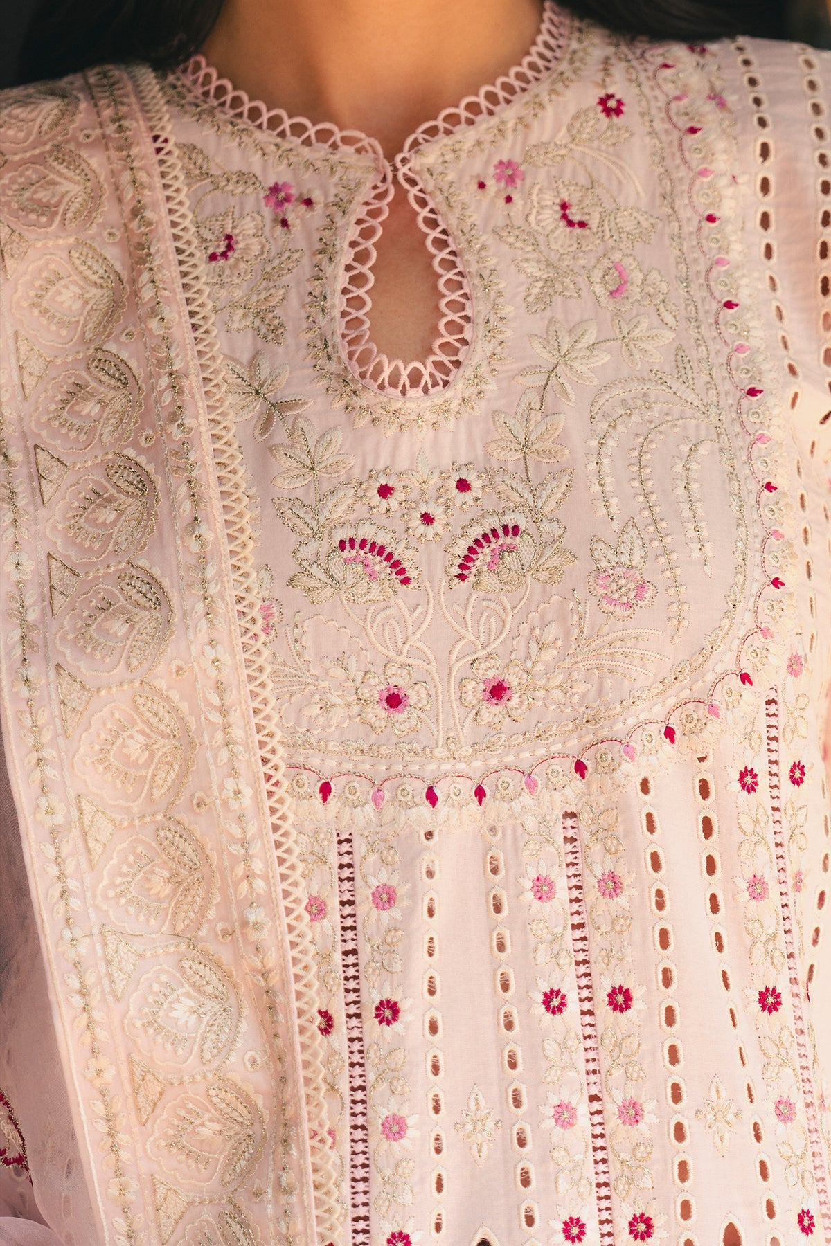 Blush Pink Embroidered Kalidaar Luxury Ensemble
